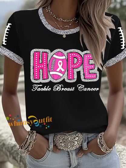 Women’s Hope Tackle Breast Cancer Short sleeved T shirt Black / S