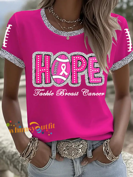 Women’s Hope Tackle Breast Cancer Short sleeved T shirt Rose Red / S