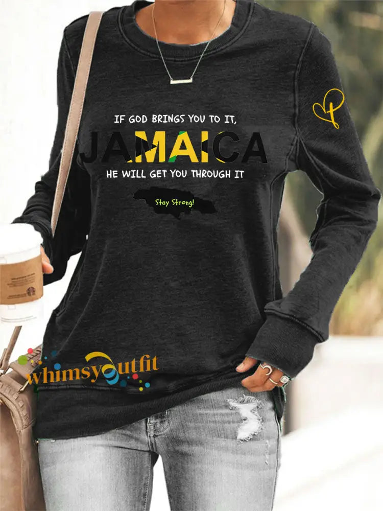 Women’s Hurricane Melissa Jamaica Strong Sweatshirt Black / S