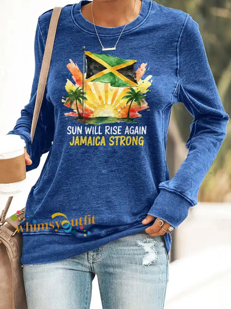 Women’s Hurricane Melissa Jamaica Strong Sweatshirt Blue / S