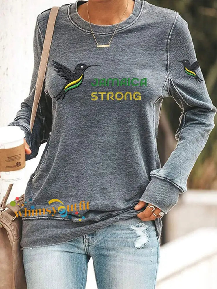 Women’s Hurricane Melissa Jamaica Strong Sweatshirt Gray / S