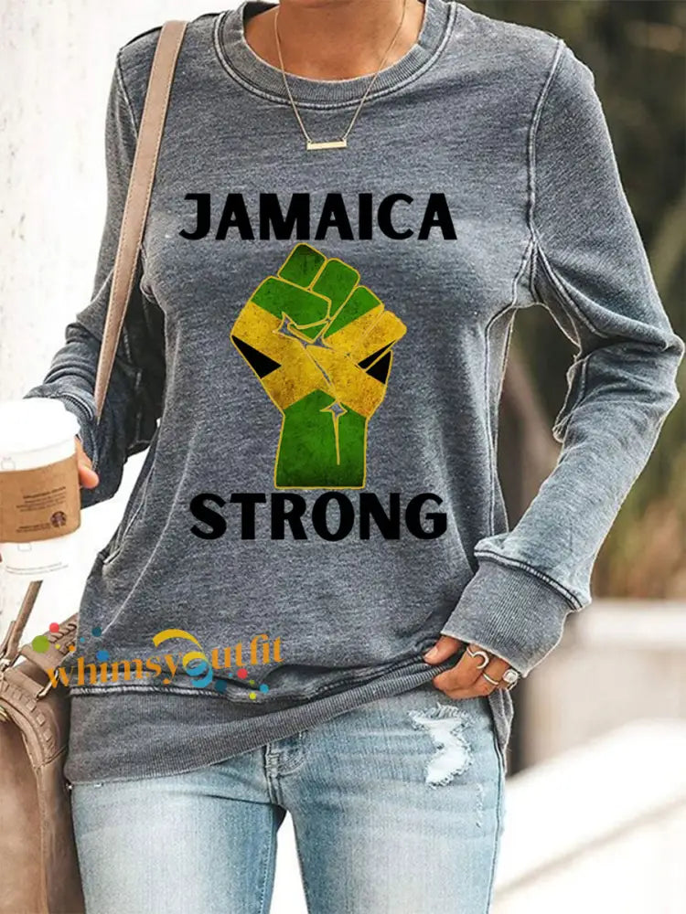 Women’s Hurricane Melissa Jamaica Strong Sweatshirt Gray / S