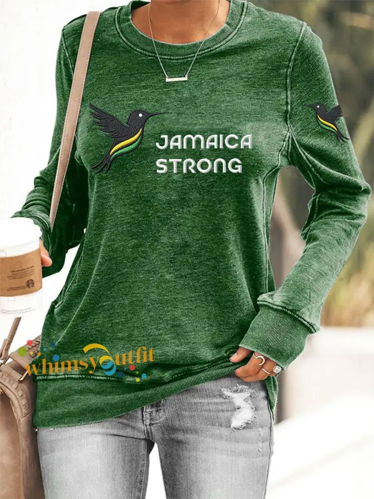 Women’s Hurricane Melissa Jamaica Strong Sweatshirt Green / S