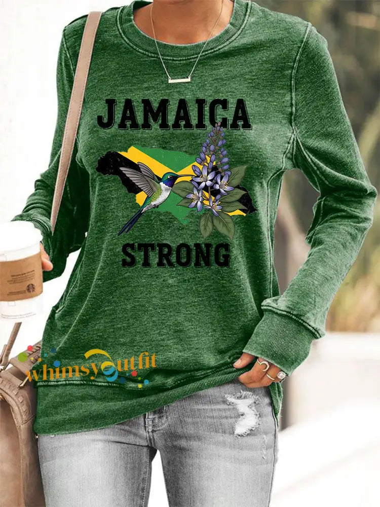 Women’s Hurricane Melissa Jamaica Strong Sweatshirt Green / S