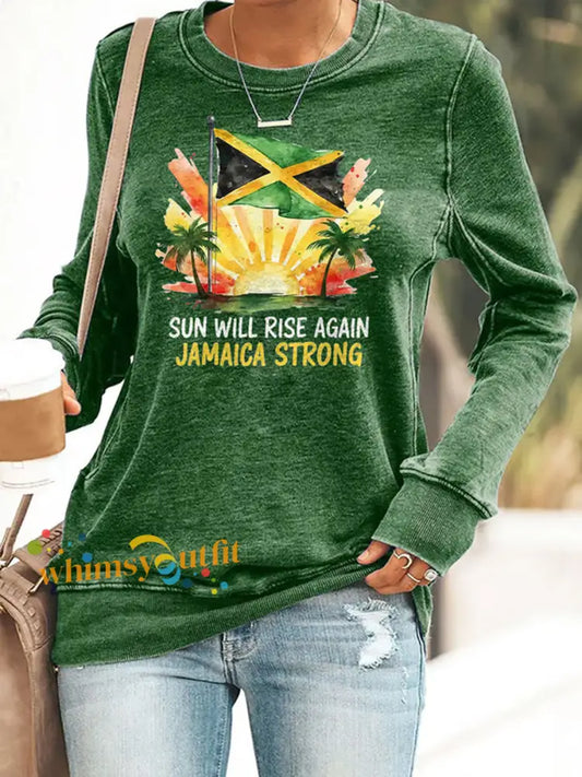 Women’s Hurricane Melissa Jamaica Strong Sweatshirt Green / S