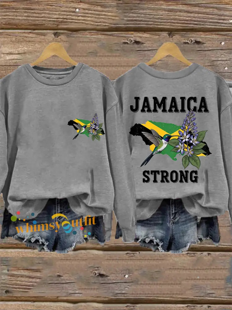 Women’s Hurricane Melissa Jamaica Strong Sweatshirt Light Gray / S