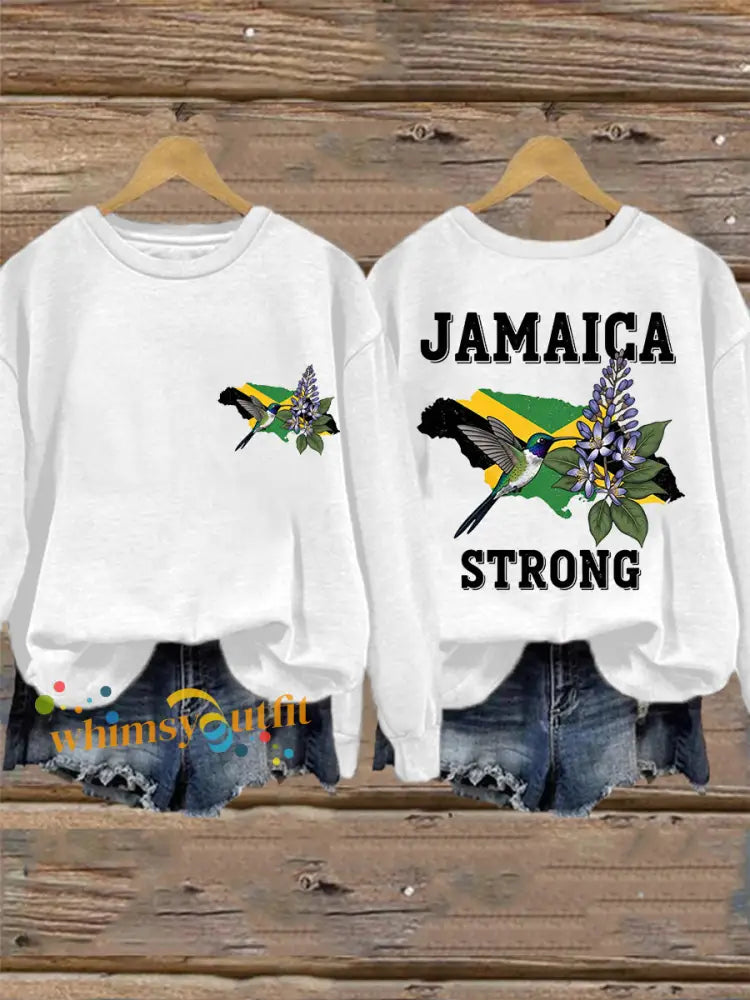 Women’s Hurricane Melissa Jamaica Strong Sweatshirt White / S