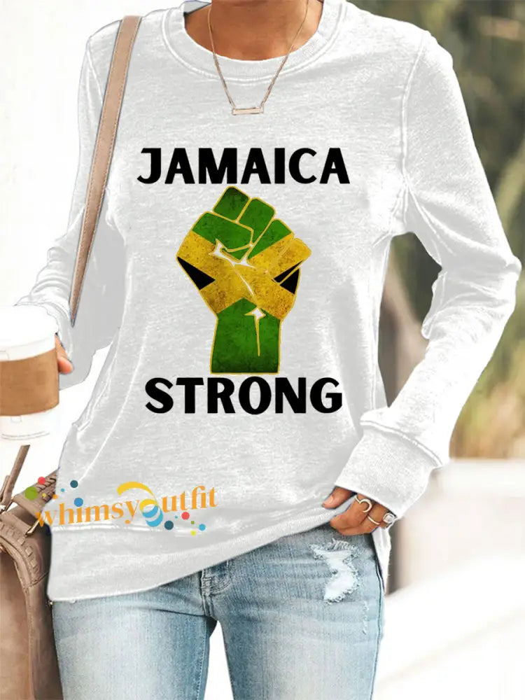 Women’s Hurricane Melissa Jamaica Strong Sweatshirt White / S