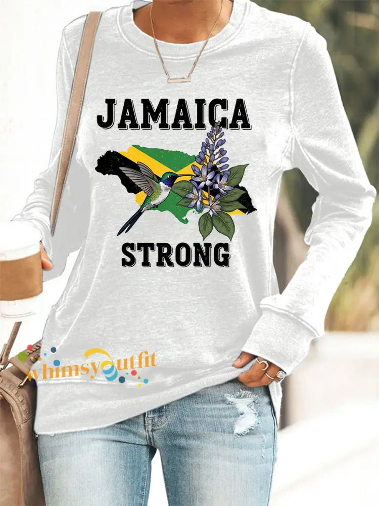 Women’s Hurricane Melissa Jamaica Strong Sweatshirt White / S