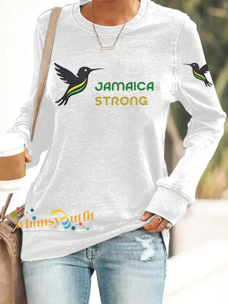 Women’s Hurricane Melissa Jamaica Strong Sweatshirt White / S