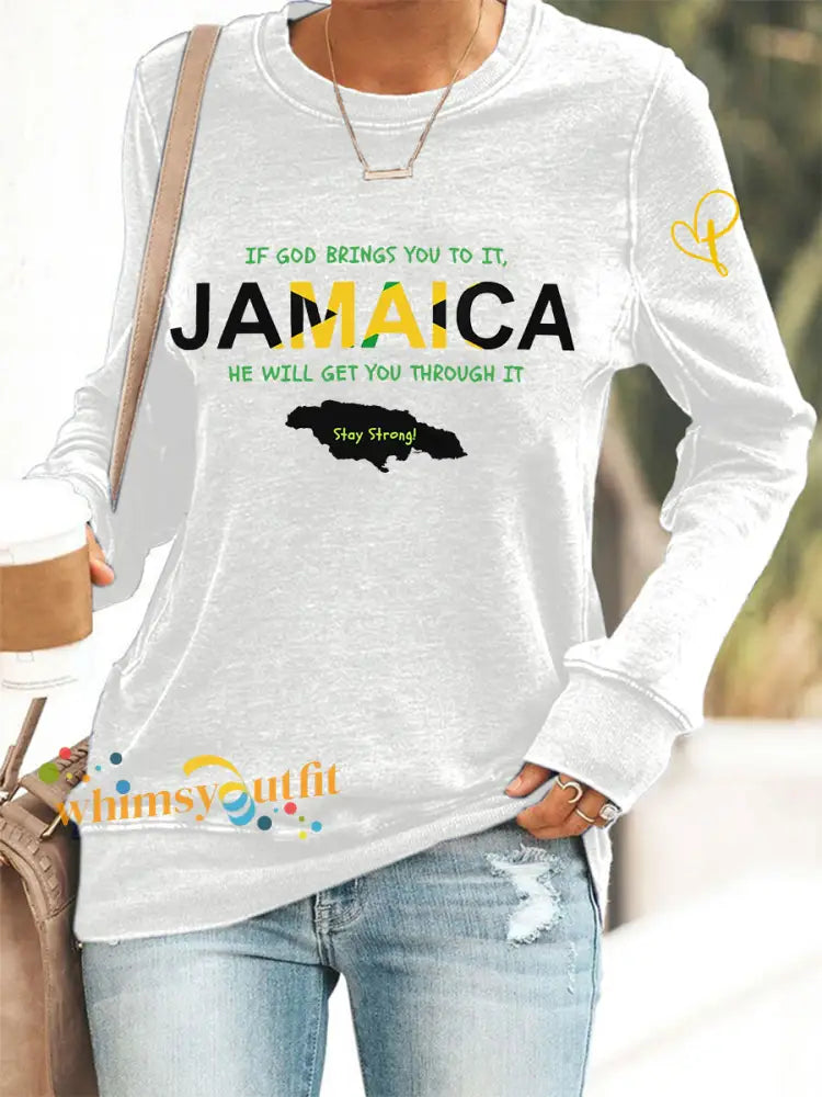 Women’s Hurricane Melissa Jamaica Strong Sweatshirt White / S