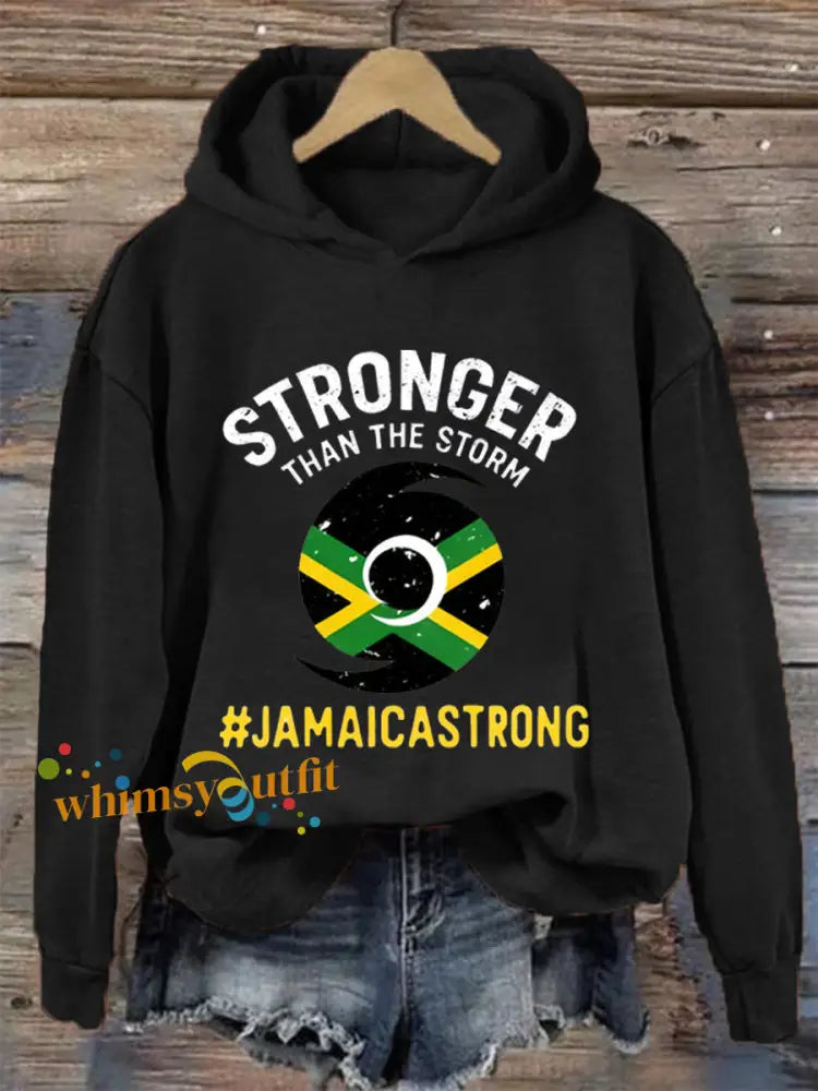 Women’s Hurricane Melissa Jamaica Stronger Than The Storm Pray For Jamaica Hoodie Black / S