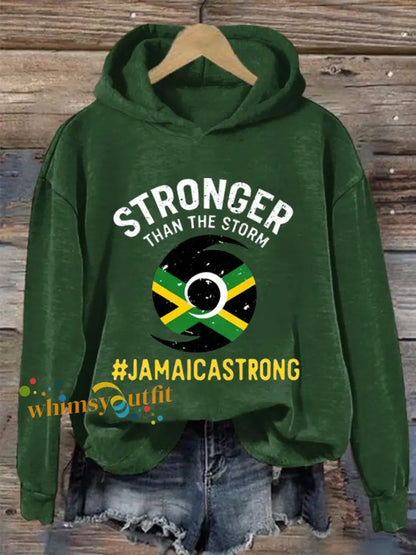 Women’s Hurricane Melissa Jamaica Stronger Than The Storm Pray For Jamaica Hoodie Green / S