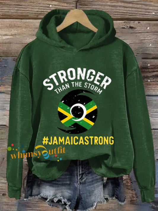 Women’s Hurricane Melissa Jamaica Stronger Than The Storm Pray For Jamaica Hoodie Green / S