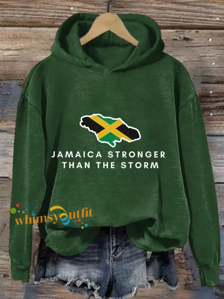 Women’s Hurricane Melissa Jamaica Stronger Than The Storm Pray For Jamaica Hoodie Green / S