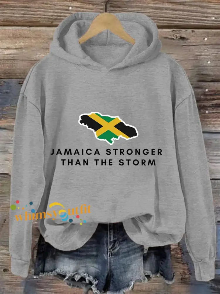 Women’s Hurricane Melissa Jamaica Stronger Than The Storm Pray For Jamaica Hoodie Light Gray / S