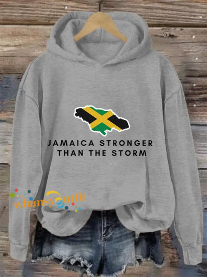 Women’s Hurricane Melissa Jamaica Stronger Than The Storm Pray For Jamaica Hoodie Light Gray / S