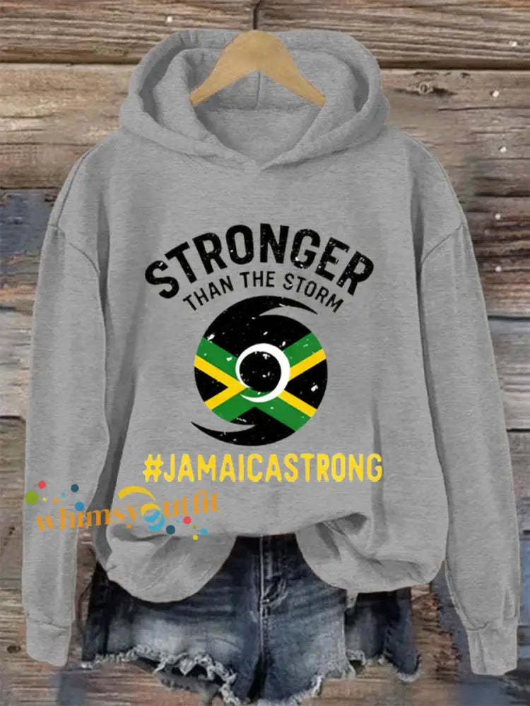 Women’s Hurricane Melissa Jamaica Stronger Than The Storm Pray For Jamaica Hoodie Light Gray / S
