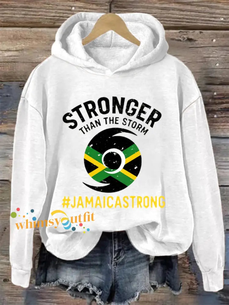 Women’s Hurricane Melissa Jamaica Stronger Than The Storm Pray For Jamaica Hoodie White / S