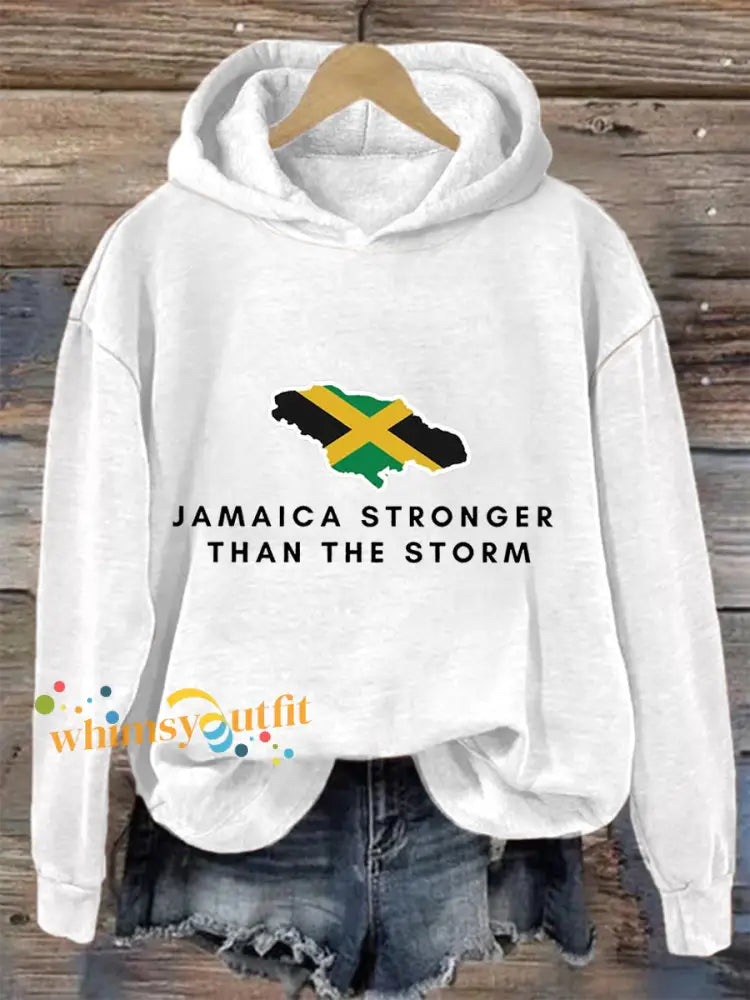 Women’s Hurricane Melissa Jamaica Stronger Than The Storm Pray For Jamaica Hoodie White / S