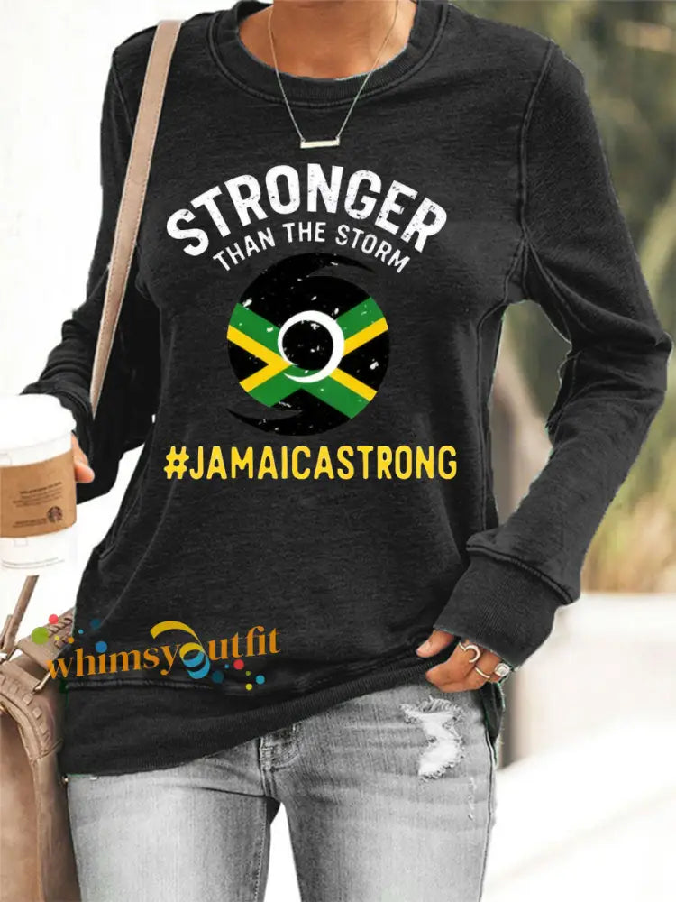 Women’s Hurricane Melissa Jamaica Stronger Than The Storm Pray For Jamaica Sweatshirt Black / S