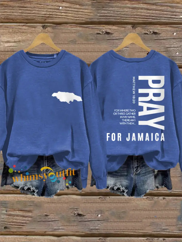 Women’s Hurricane Melissa Jamaica Stronger Than The Storm Pray For Jamaica Sweatshirt Blue / S