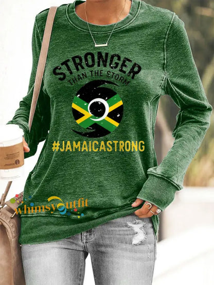 Women’s Hurricane Melissa Jamaica Stronger Than The Storm Pray For Jamaica Sweatshirt Green / S