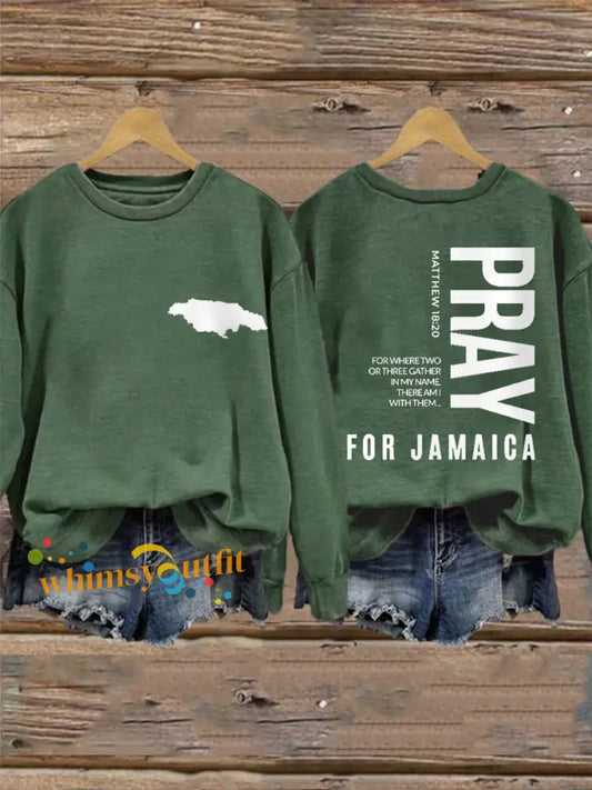 Women’s Hurricane Melissa Jamaica Stronger Than The Storm Pray For Jamaica Sweatshirt Green / S