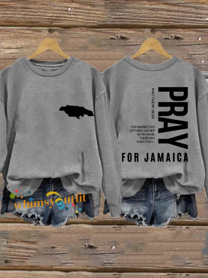 Women’s Hurricane Melissa Jamaica Stronger Than The Storm Pray For Jamaica Sweatshirt Light Gray / S