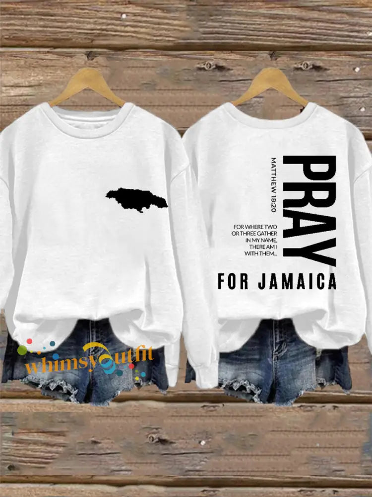 Women’s Hurricane Melissa Jamaica Stronger Than The Storm Pray For Jamaica Sweatshirt White / S