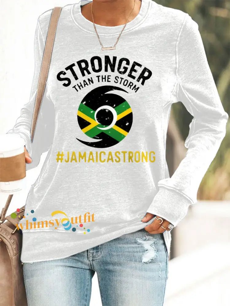 Women’s Hurricane Melissa Jamaica Stronger Than The Storm Pray For Jamaica Sweatshirt White / S