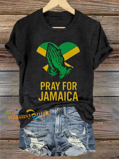 Women’s Hurricane Melissa Jamaica Stronger Than The Storm Pray For Jamaica Tee Black / S
