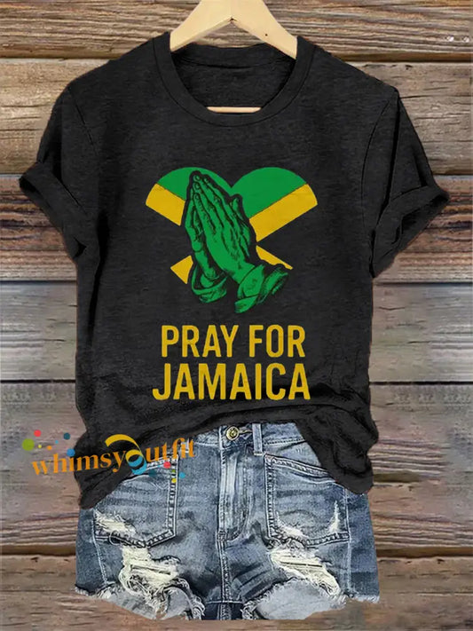Women’s Hurricane Melissa Jamaica Stronger Than The Storm Pray For Jamaica Tee Black / S