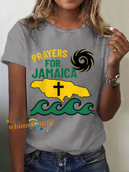 Women’s Hurricane Melissa Jamaica Stronger Than The Storm Pray For Jamaica Tee Gray / S