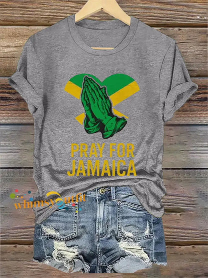 Women’s Hurricane Melissa Jamaica Stronger Than The Storm Pray For Jamaica Tee Gray / S