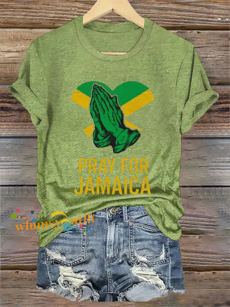 Women’s Hurricane Melissa Jamaica Stronger Than The Storm Pray For Jamaica Tee Green / S
