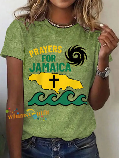 Women’s Hurricane Melissa Jamaica Stronger Than The Storm Pray For Jamaica Tee Green / S