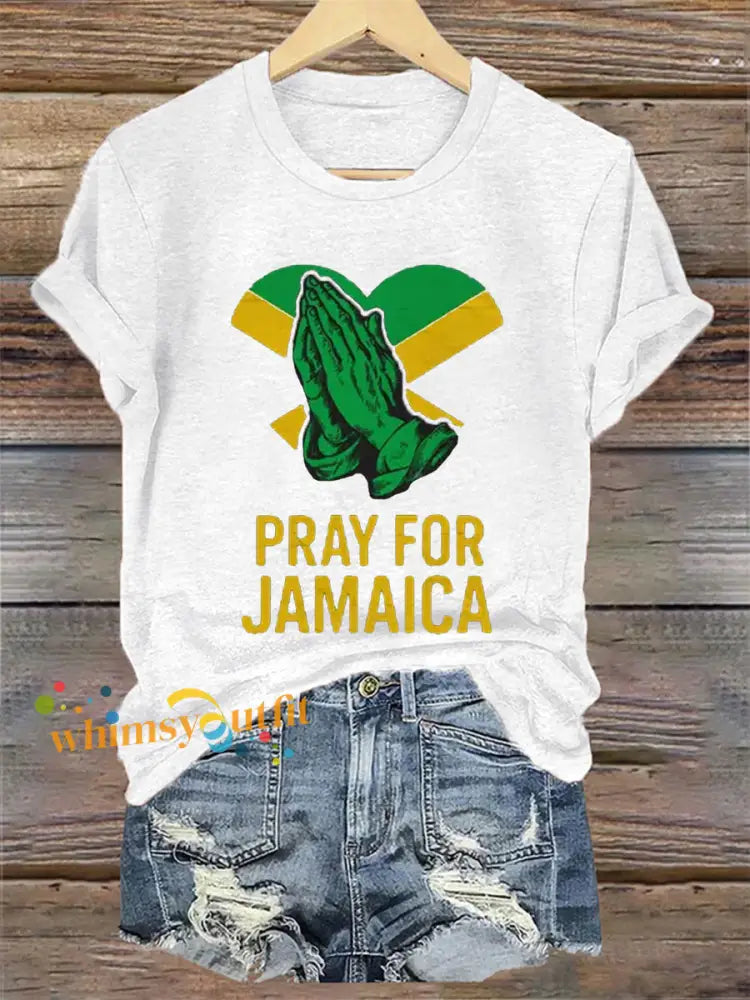 Women’s Hurricane Melissa Jamaica Stronger Than The Storm Pray For Jamaica Tee White / S