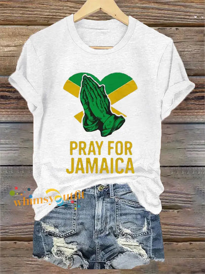 Women’s Hurricane Melissa Jamaica Stronger Than The Storm Pray For Jamaica Tee White / S