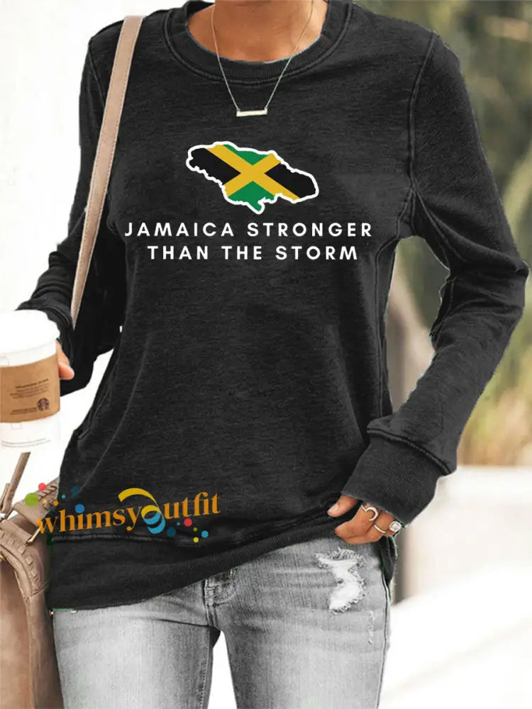 Women’s Hurricane Melissa Jamaica Stronger Than The Storm Sweatshirt Black / S