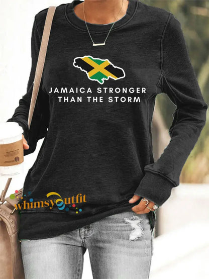 Women’s Hurricane Melissa Jamaica Stronger Than The Storm Sweatshirt Black / S