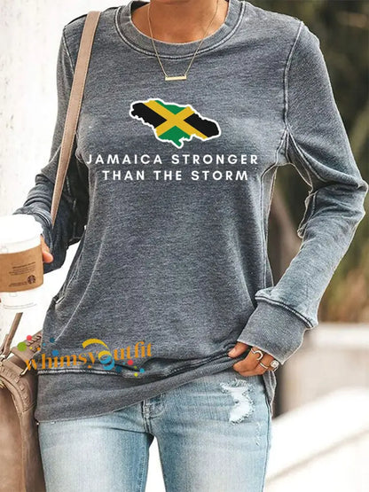 Women’s Hurricane Melissa Jamaica Stronger Than The Storm Sweatshirt Gray / S
