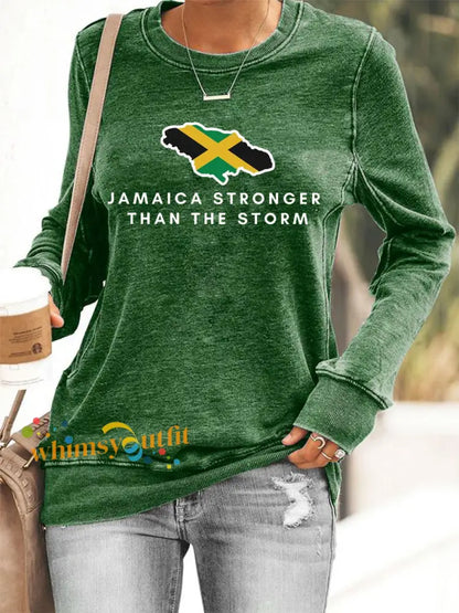Women’s Hurricane Melissa Jamaica Stronger Than The Storm Sweatshirt Green / S
