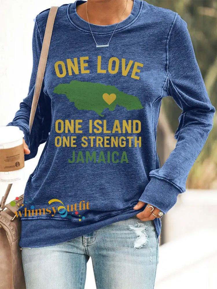 Women’s Hurricane Melissa One Love One Island One Strength Jamaica Sweatshirt Blue / S