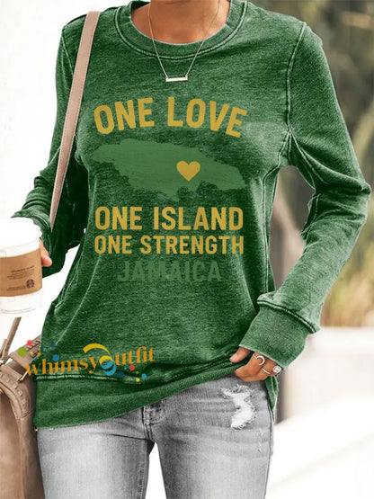 Women’s Hurricane Melissa One Love One Island One Strength Jamaica Sweatshirt Green / S