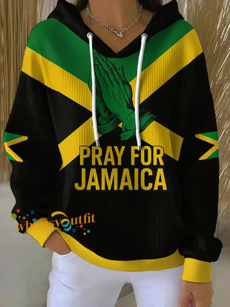 Women’s Hurricane Melissa Pray For Jamaica Print Hoodie As picture / S