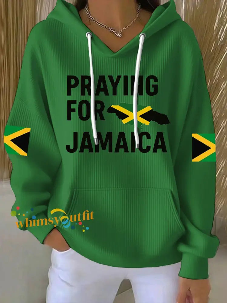 Women’s Hurricane Melissa Pray For Jamaica Print Hoodie Green / S
