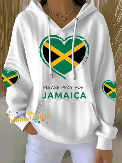Women’s Hurricane Melissa Pray For Jamaica Print Hoodie White / S