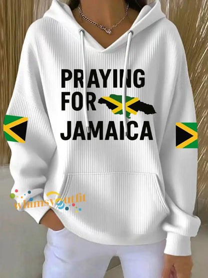Women’s Hurricane Melissa Pray For Jamaica Print Hoodie White / S