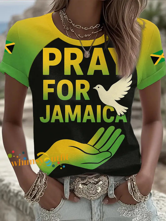 Women’s Hurricane Melissa Pray For Jamaica Print T-shirt Black / S